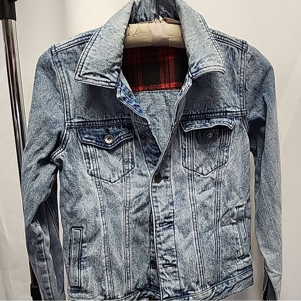 BlackHeart ACID WASH PLAID Partially LINED TRUCKER JACKET SIZE M - Picture 2 of 14